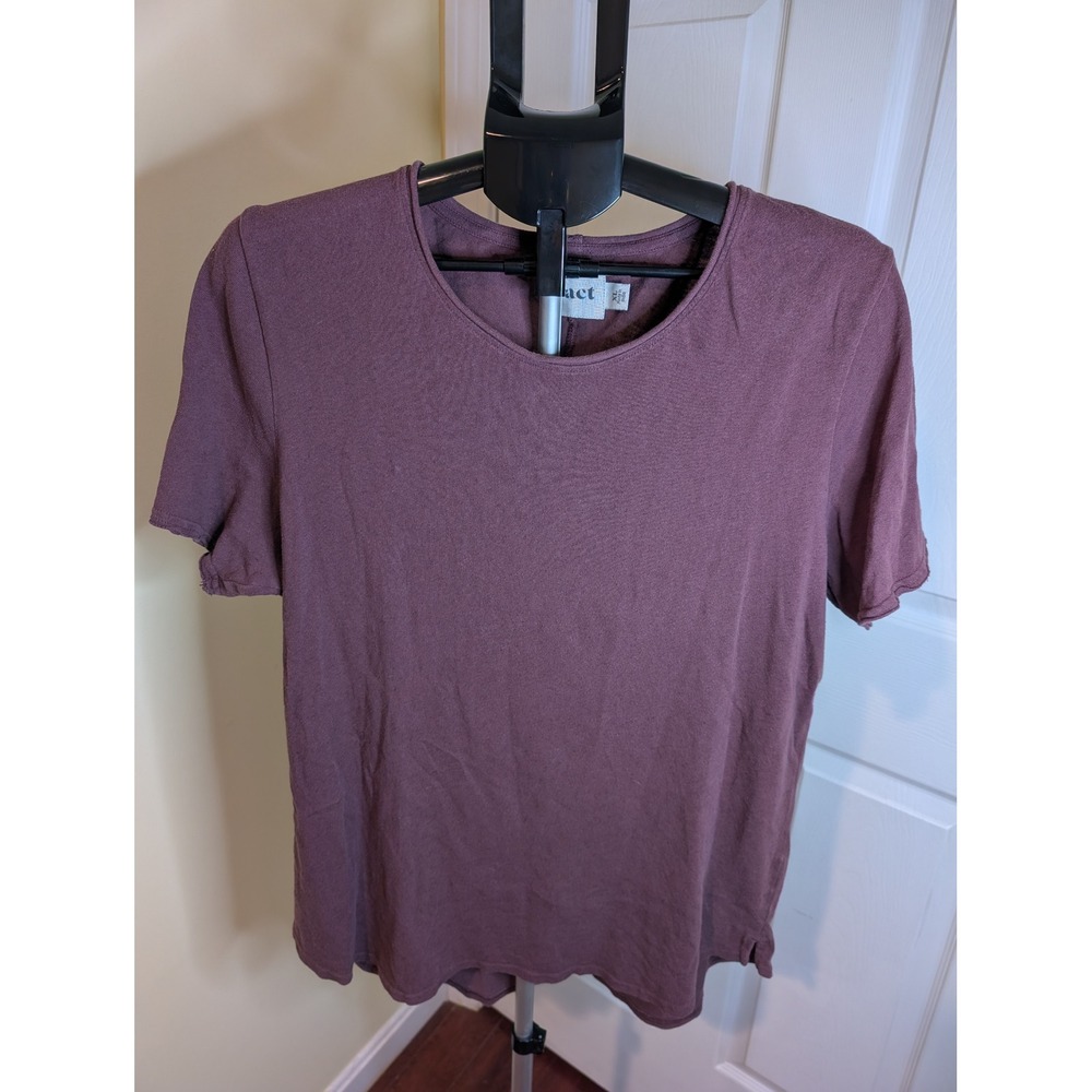 Pact Seaside Organic Cotton Linen Blend Relaxed Tee Mauve Plum XL